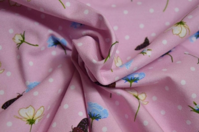 Jersey | Schmetterlinge Blumen | rosa